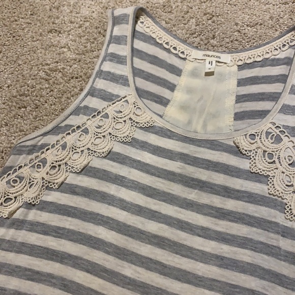 Cream and Gray Striped Maurice’s Tank Top - Picture 5 of 5